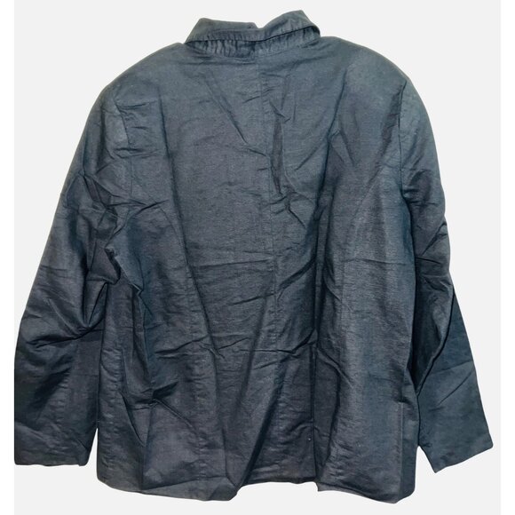 Jessica Holbrook Womens Black Embroidered Linen-Blend Long Sleeve Jacket L - Picture 2 of 3